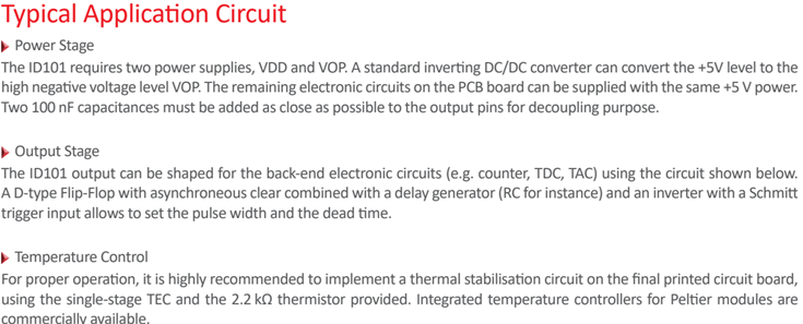 ID101 OEM Visible Photon Counter application circuit